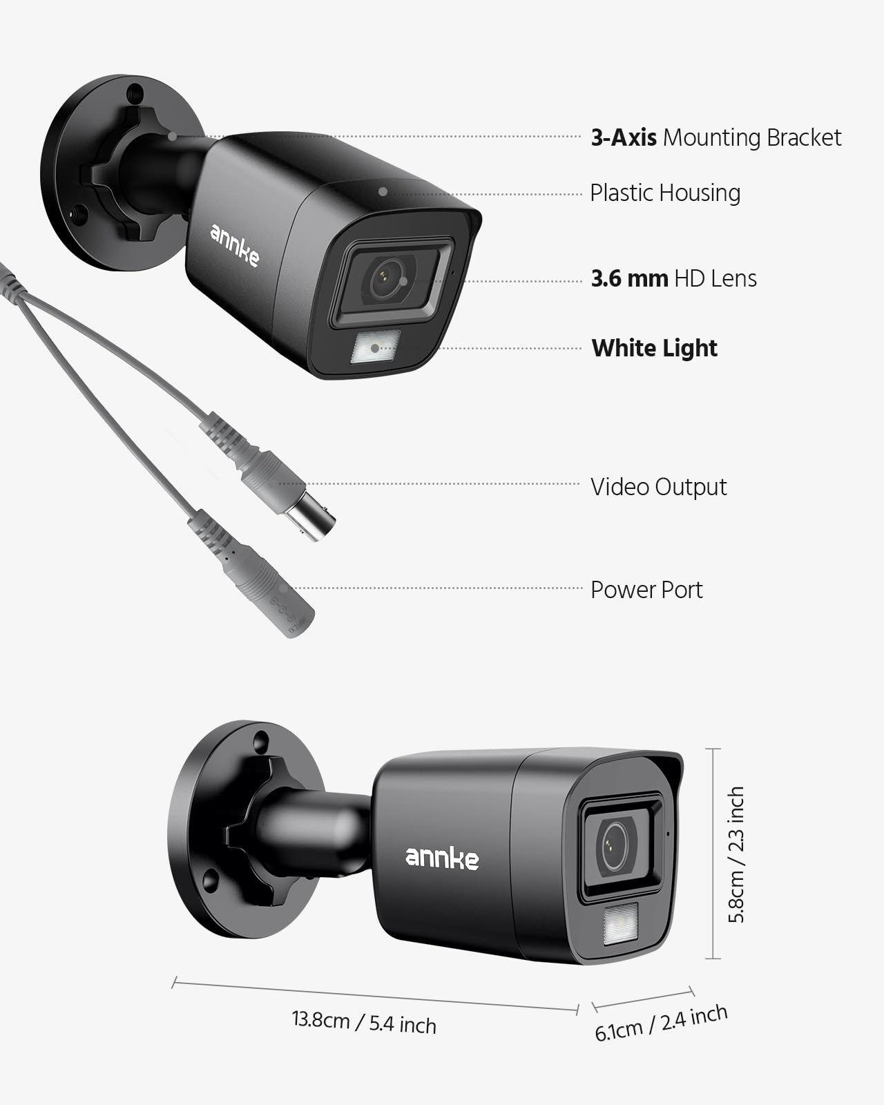 ANNKE 4 Pack 1080P HD TVI Home Security Camera Outdoor Indoor, 1920TVL, IP66 Waterproof, Night/Day Vision, Surveillance CCTV Bullet Cam