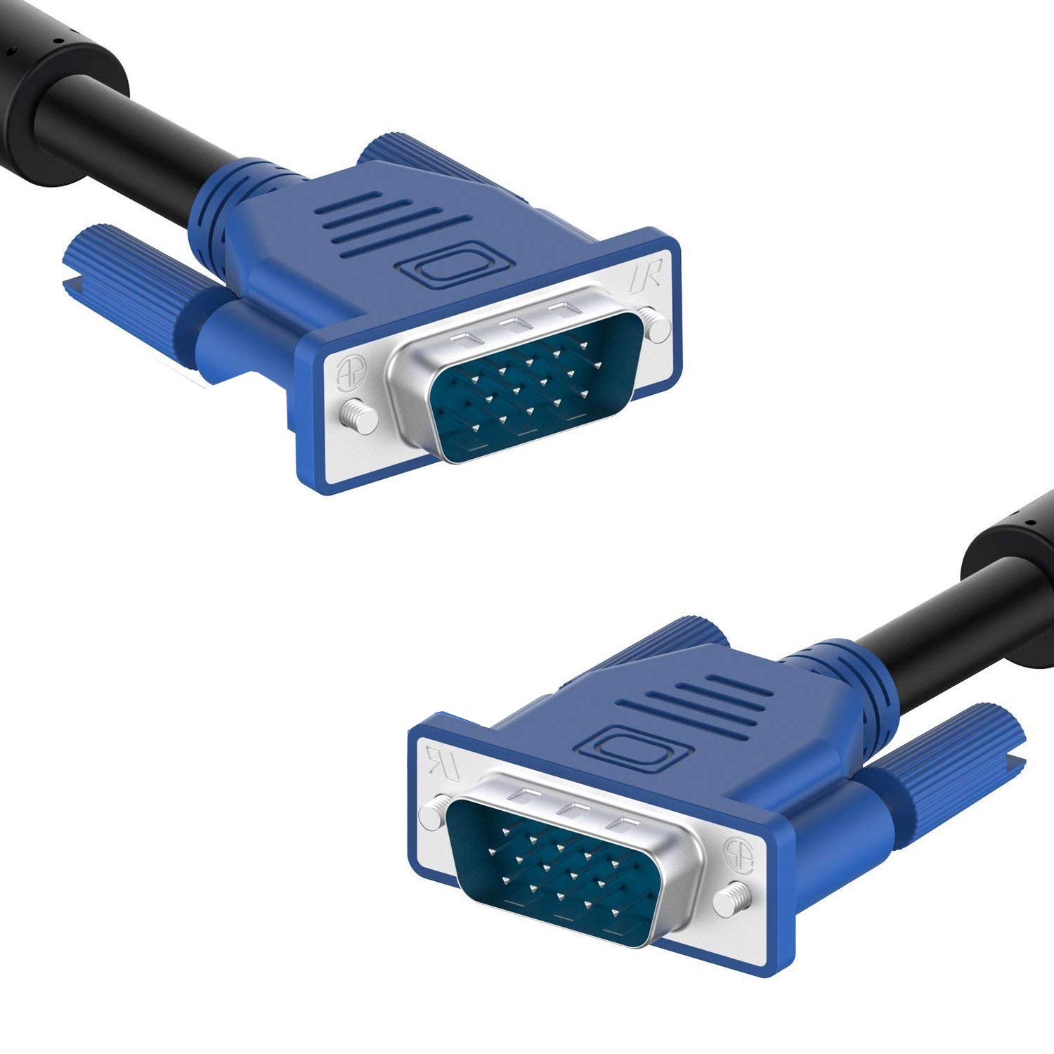TB® VGA to VGA Cable, 1.8 m - Male to Male Monitor Extension Cable - Blue Supports resolutions at 800x600 (SVGA), 1024x768 (XGA), 1600x1200 (UXGA), 1080p (Full HD), 1920x1200 (WUXGA)