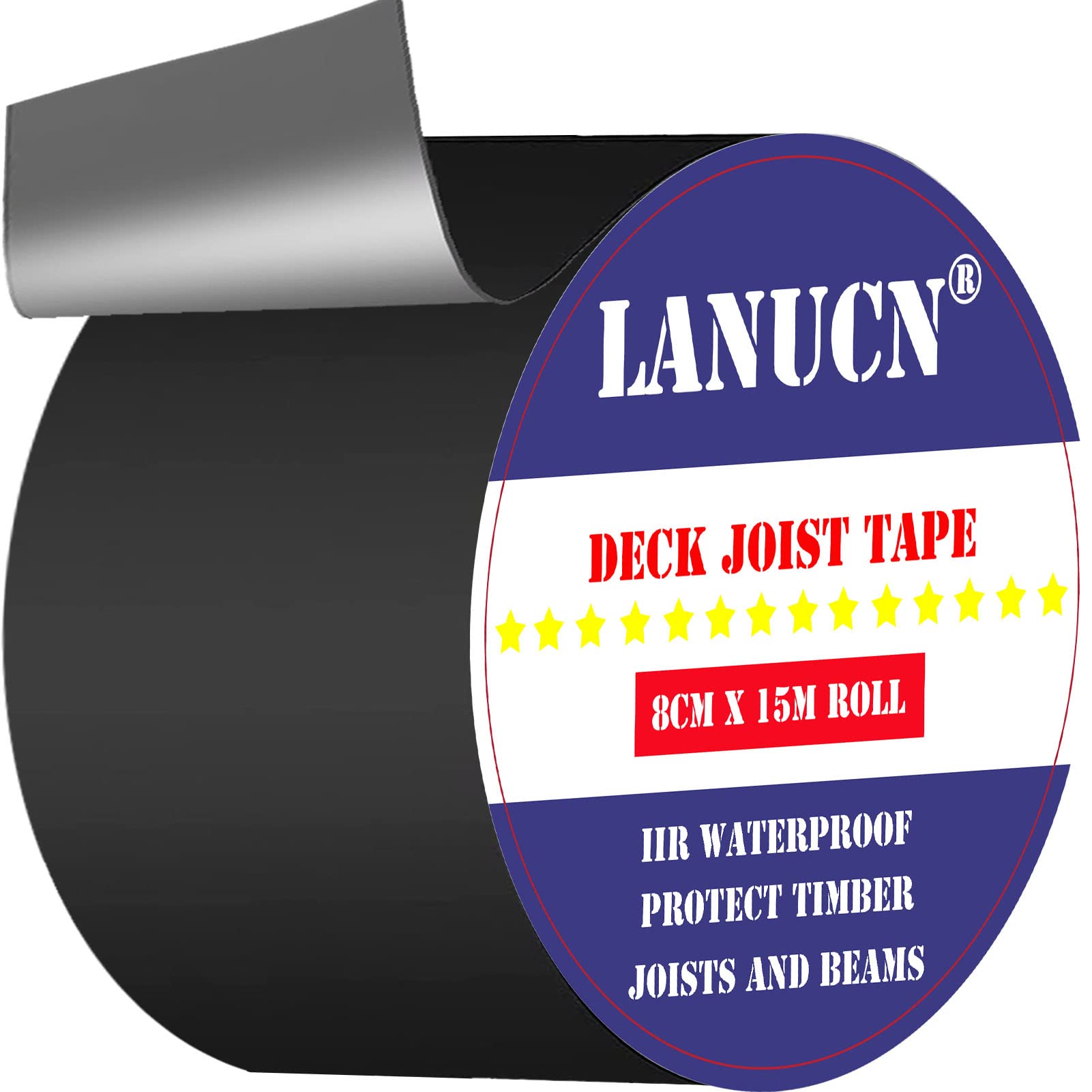 LANUCN Timber Flashing Tape for Deck, Decking Tape for Waterproof Outdoor Use, Joist Tape for Stopping Water/Moisture Rot & Frame Weathering (8cm x 15m x 1Roll)