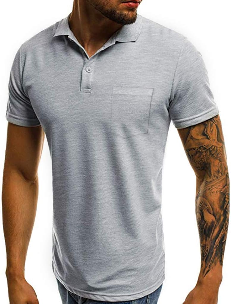 iYYVV Fashion Personality Men's Casual Slim Short Sleeve Pockets T Shirt Top Blouse: Clothing