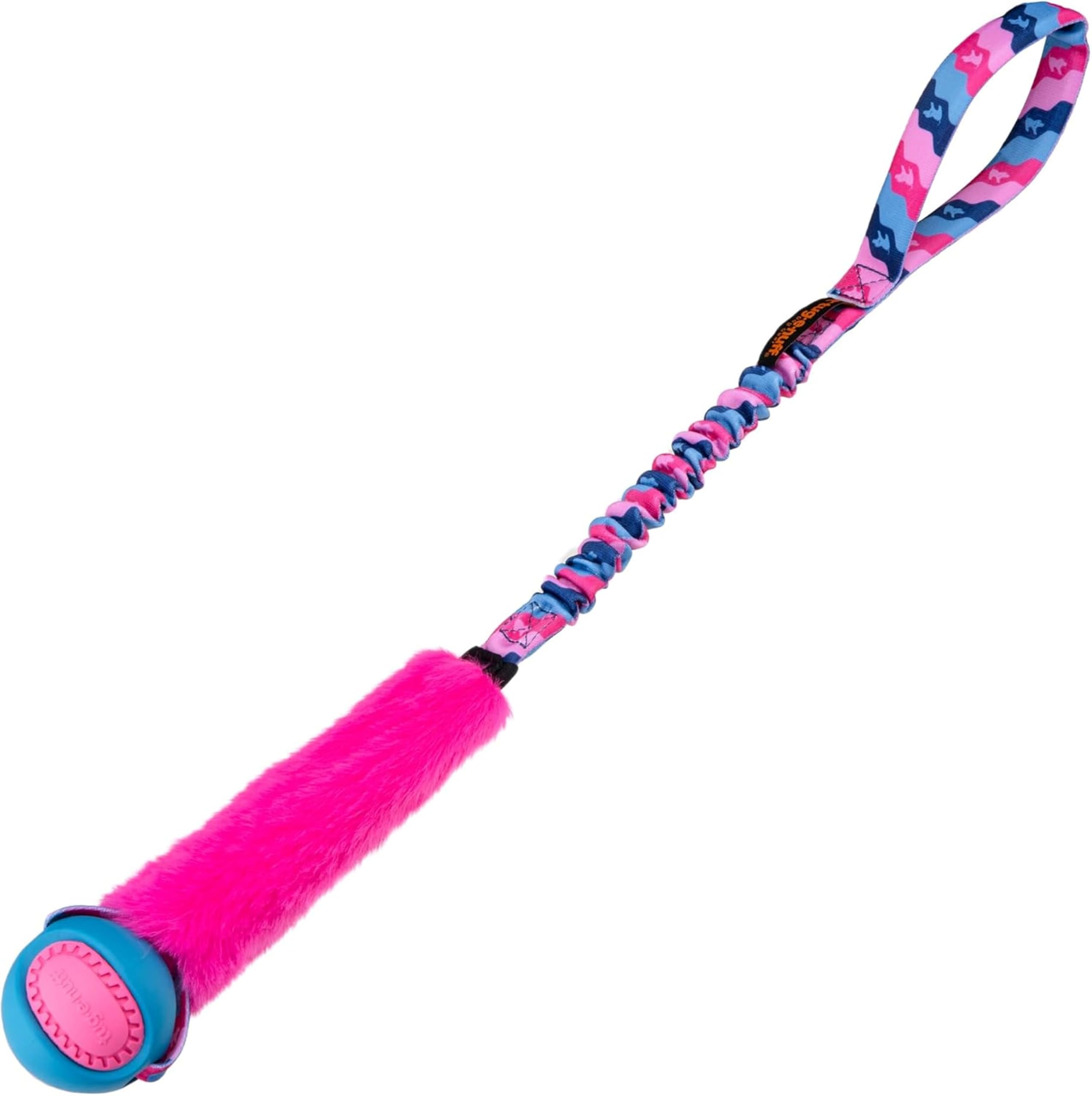 Tug-E-Nuff Fauxtastic PowerBall Bungee Tug (Pink Pattern), Durable Fetch & Tug of War Faux Fur Tough Dog Toys with Rubber Ball, Interactive Dog Toys for Training Small, Medium, Large Dogs, 63 cm