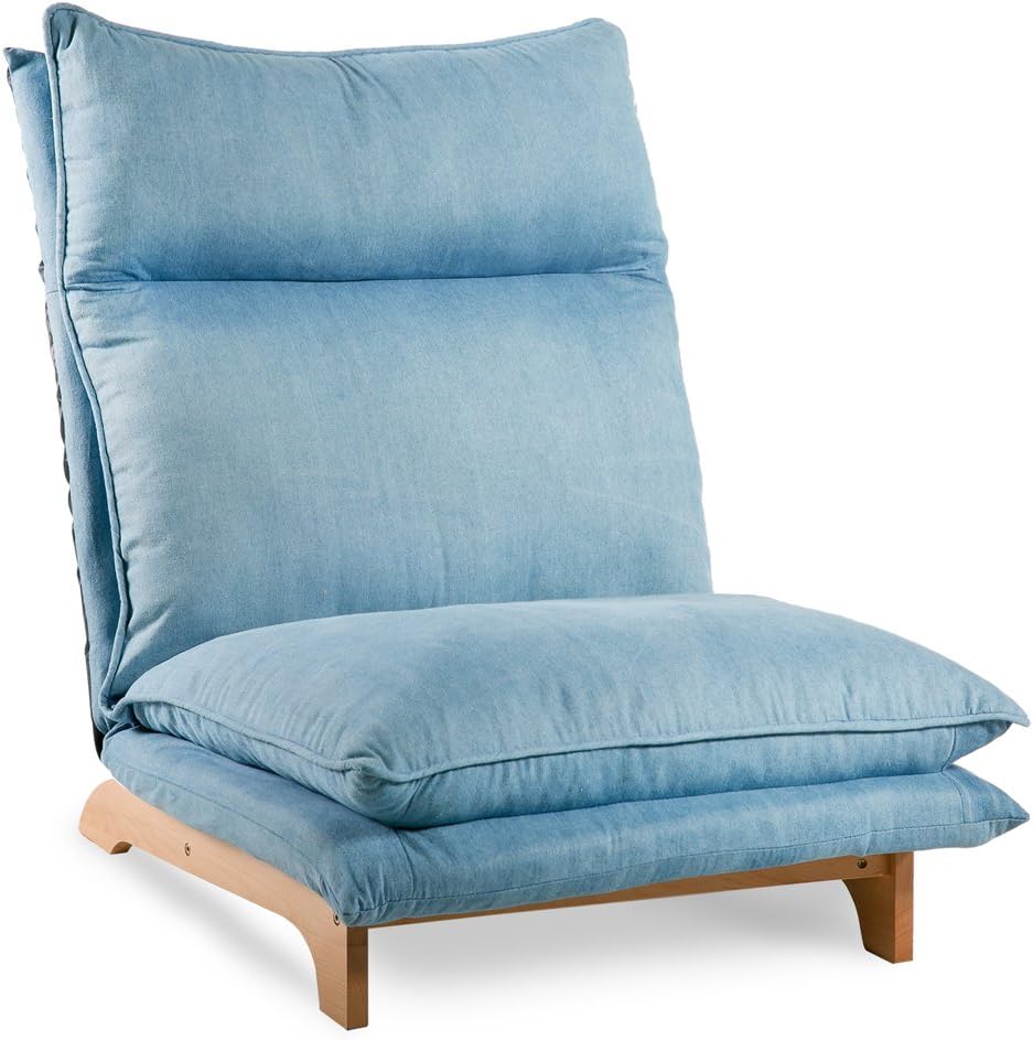 Adjustable Folding Sofa Chair Lounge Couch Floor Lazy Sleeper, Gaming Floor Sofa Chair for Adults & Kids ? Comfortable Foam Seat & Removable Lounger ? Transformable Folding Sleeper Lounge (Blue)