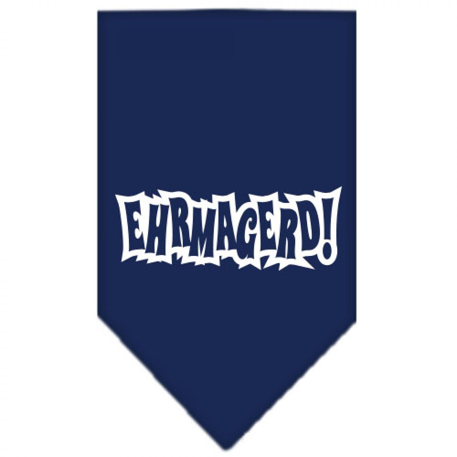 Mirage Ehrmagerd Screen Print Bandana for Pets, Large, Navy Blue