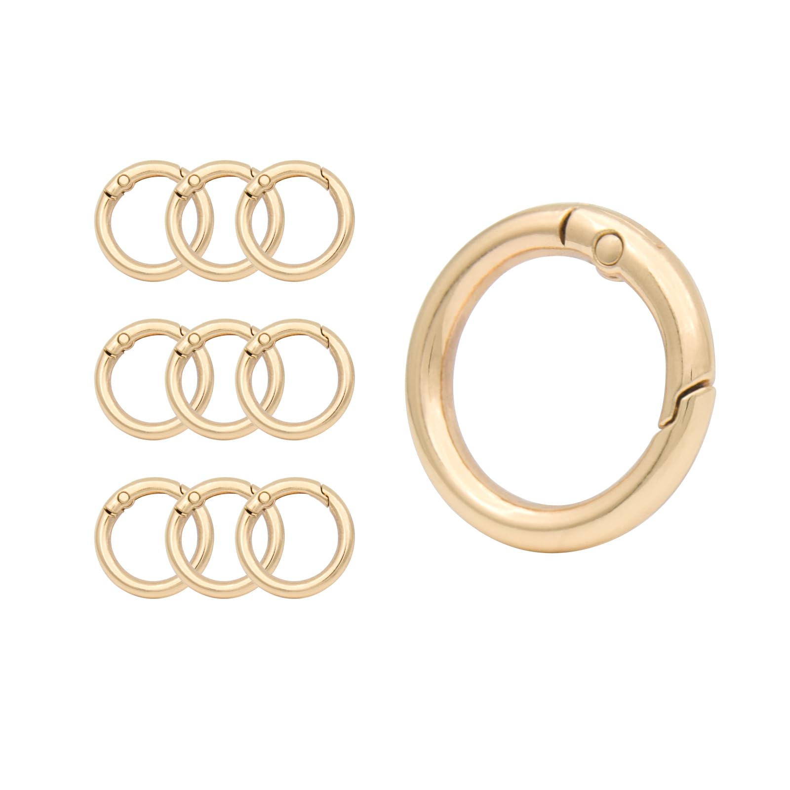 Photo 1 of 10Pack 3/4 Inch(19mm) Gold Spring O Rings Clip Keychain Metal Round Carabiner Clips Keyrings Snap Hook Buckle Shoulder Bag Purse Chain Rings Clip Replacement Keychain Lanyard Leather DIY Crafts