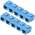 RJ45 Keystone Coupler - 10Pack iGreely Cat6 Cat5e Cat5 Compatible 8P8C Ethernet Network Jack Insert Snap in Adapter Connector Port Inline Coupler for Wall Plate Outlet Panel - Blue