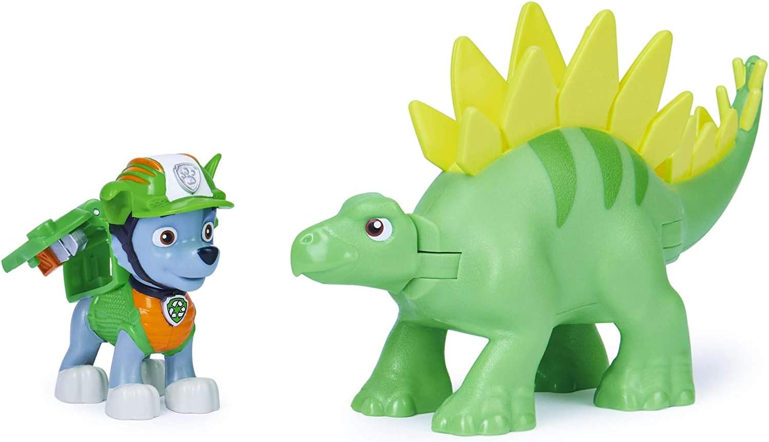PAW Patrol Dino Rescue Rocky and Dinosaur Action Figure Set, for Kids