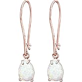 14K Rose Gold Plated Gemstone Dangle Earrings - Drop Earrings for Women - October Birthstone, Handmade 7X10mm Teardrop Gemstone Vintage Jewelry - Trendy and Classic Elegant Jewelry Gift for Women