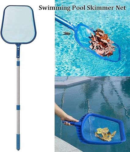 jiecikou espumadera para piscina con mango largo y red telescopica para limpiar hojas de piscina rastrillo de malla fina