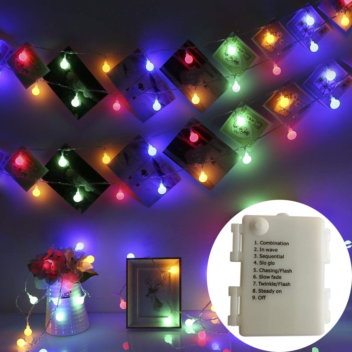 BXROIU 40er Klein Ball LED Lichterketten Batterie Betrieb und 8 Programm IP65 wasserdicht, für Party,Weihnachten, Halloween, Hochzeit, Beleuchtung Deko (Mehrfarbig)