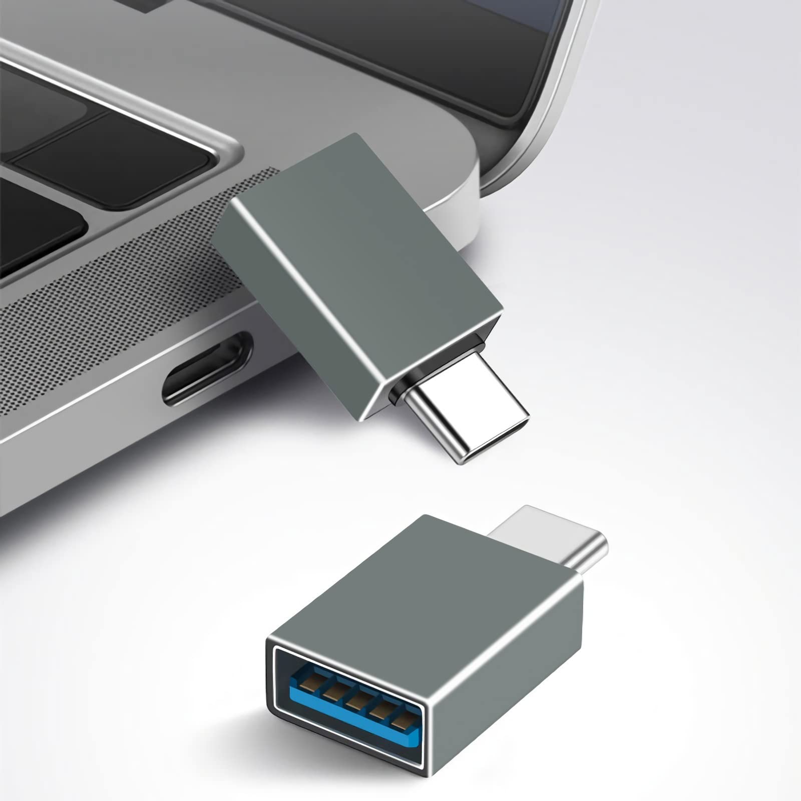 Henrety USB C to USB Adapter USB C Male to USB3.0 Female OTG Adapter Compatible with MacBook Air 2020/MacBook 12 inch/iPad Pro 2020 and More, Dark Green(Pack of 2)