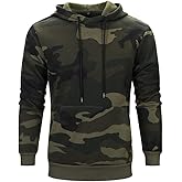 AOTORR Men's Pullover Hoodie Blend Fleece Long Sleeve Contrast Color Military Sweatshirt with Kanga Pocket