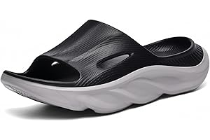 AnyuTech Recovery Slides for Men and Women - Orthopedic Sandals with Arch Support & Thick Cushion, Plantar Fasciitis Slippers, Lightweight Non-Slip Slides for Post-Workout Recovery