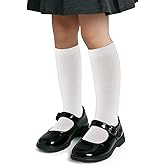COTTON DAY Kids Girls Unisex Knee High School Uniform Dress Socks Seamless Toe 3 Pack Black White Navy Blue Burgundy