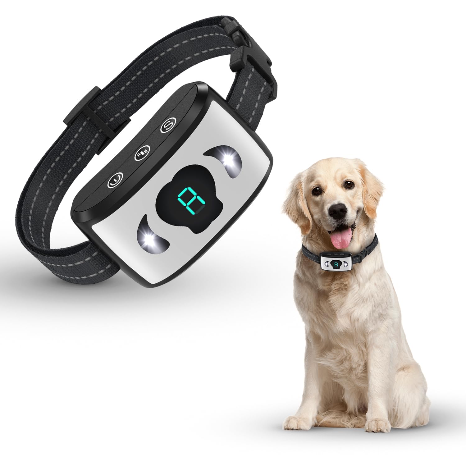 Anti Bark Collar for Dogs | 55cm Adjustable Strap | No Shock Dog Collar for All Breeds & Sizes | Anti Barking Device for Dogs | Rechargeable & Waterproof | 8 Vibration & 7 Sensitivity Levels