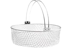 Homoyoyo Air Fryer Mesh Basket Stainless Steel 8.25 Inch Round Steamer Basket for Home Cooking