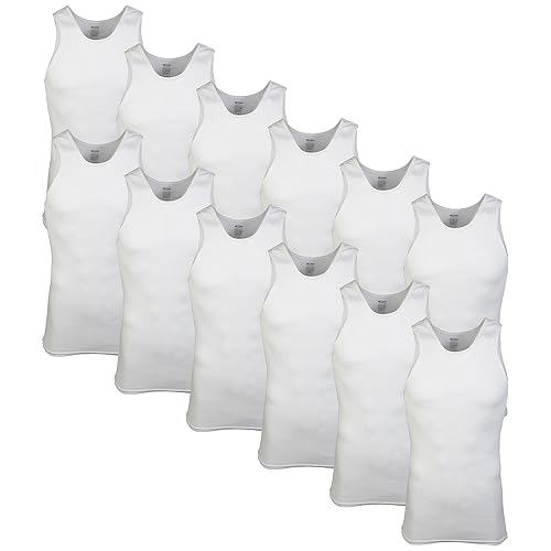 Gildan Men's A-Shirt Tanks, Multipack, Style G1104, White (12-Pack), X-Large