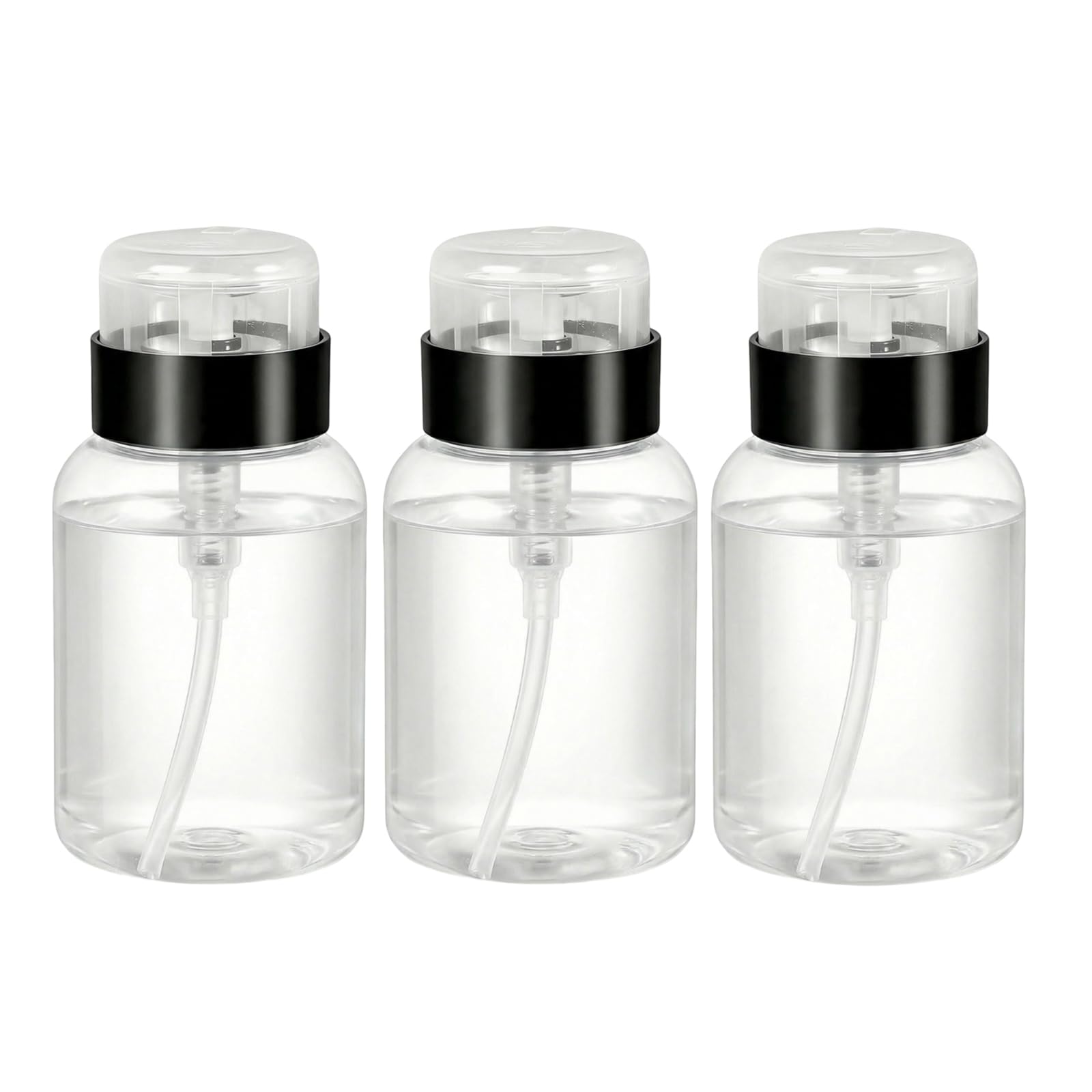 Bamboopack 3Pcs Nail Polish Remover Dispensers, Clear, 200ml Empty Push Down Bottles