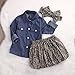 GRNSHTS Baby Girls 3Pcs Skirt Set Blue Jean Shirt + Leopard Skirt + Headband (80/6-12 Months, Cowboy Shirt + Leopard Skirt)