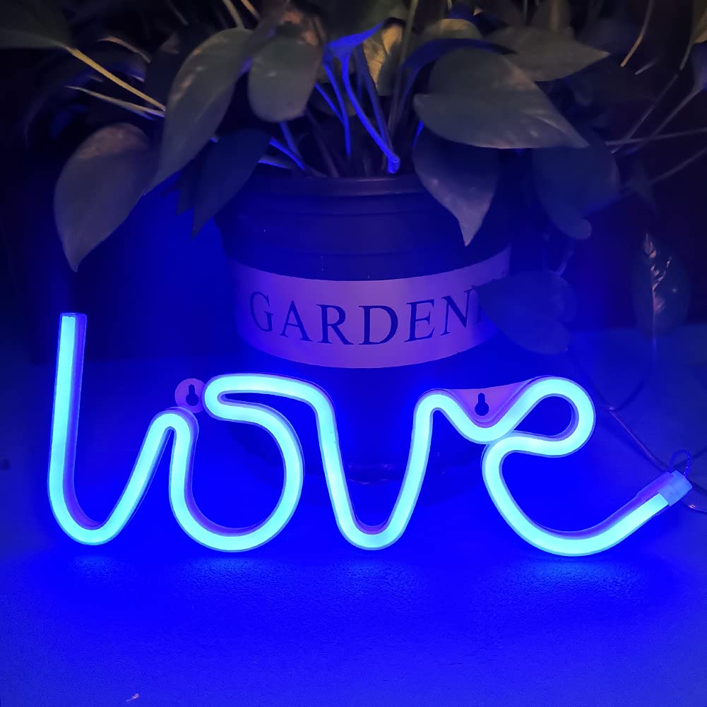 Colording Love Neon Light Neon Love Signs Neon Light Signs LED Love Signs for Valentine's Decoration Girls Room Kids Room Neon Wall Sign Neon Light up-Blue Love