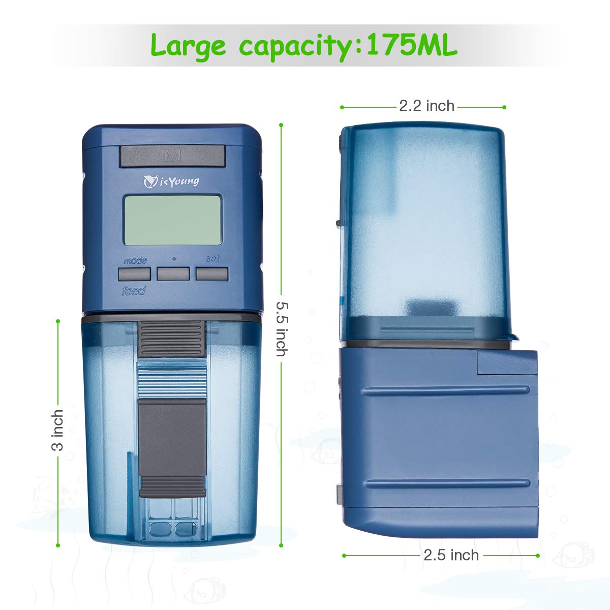 isYoung Automatic Fish Feeder Fish Tank Aquarium Automatic LCD Display Timer Feeding Dispenser Adjustable Auto Feeder