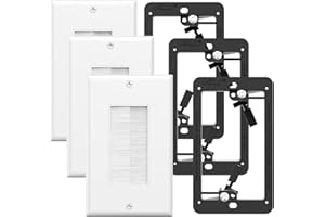 VCE Single Brush Wall Plate with Single Gang Low Voltage Mounting Bracket 3 Pack