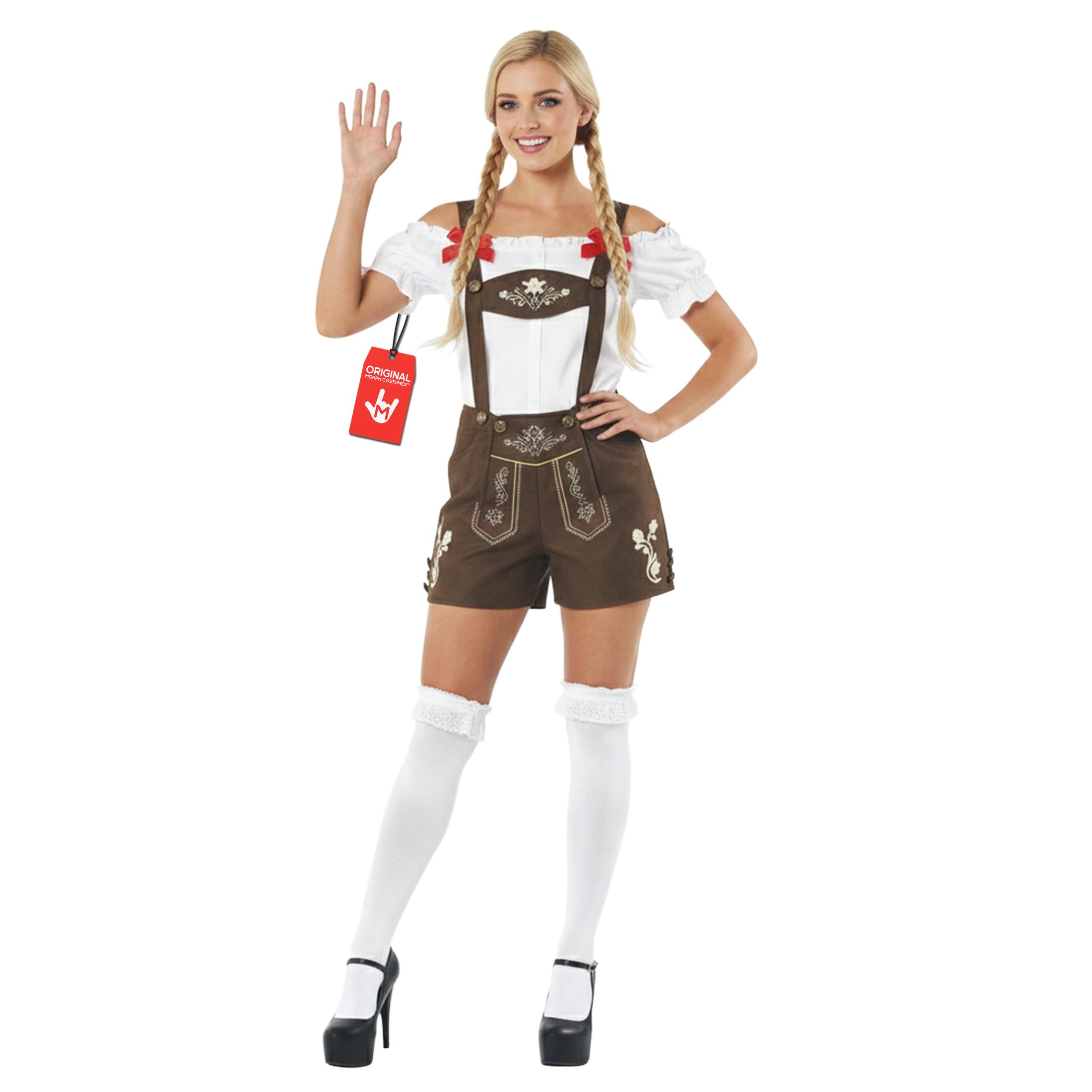 Fun Shack Lederhosen, Oktoberfest Outfit, Bavarian Costume - Womens Lederhosen Outfit Small Brown