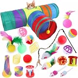 ACNCN 22 Pcs Cat Toys Set Interactive Indoor Kitten Toys Rainbow view 1