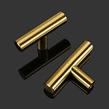 LONTAN Gold Drawer Knobs 10 Pack Single Hole Brass Cabinet Door Handles T-Bar view 4