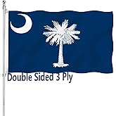 3x5 South Carolina Flag Double Sided for Outdoor Vivid Colors SC State of South Carolina Flag 3 Ply with Durable Canvas Header and Brass Grommets