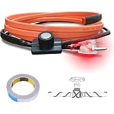Cupohus 3FT Heat Tape for Water Pipes with Thermostat for Freeze Protection | Self-Regulating Heat Trace Cable for Metal &amp; Plastic Pipes, Pipe Heat Tape Keeps Water Flowing at -40&deg;F, 5W/ft 120V