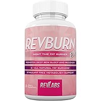 RevBurn PM for Her (With Chamomile)- Night Time Fat Burner by RevLabs- Promotes Deep Rem Sleep and Recovery- Stimulant Free Metabolism Support 30 Caps