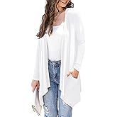 Veryoung Women's Lightweight Cardigan Casual Soft Long Sleeve Floral Knit Cardigans with Pockets High Low Hem Draped Duster