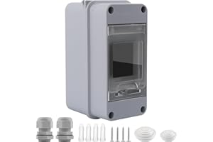 VANSHINIEER Power Distribution Box 3 Way Circuit Breaker Box Waterproof ABS Plastic Power Distribution Protection Box with Clear Cover and Din Rail Enclosure, for Indoor Wall