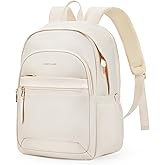 LIGHT FLIGHT Travel Backpack for Women, 15.6 Inch Stylish Laptop Backpack, Computer Bag for College Work Daily, Water-Resistant Casual Daypack with USB Port, Beige