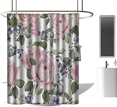 Amazon Com Coolteey Light Blue Shower Curtains For Bathroom Rose