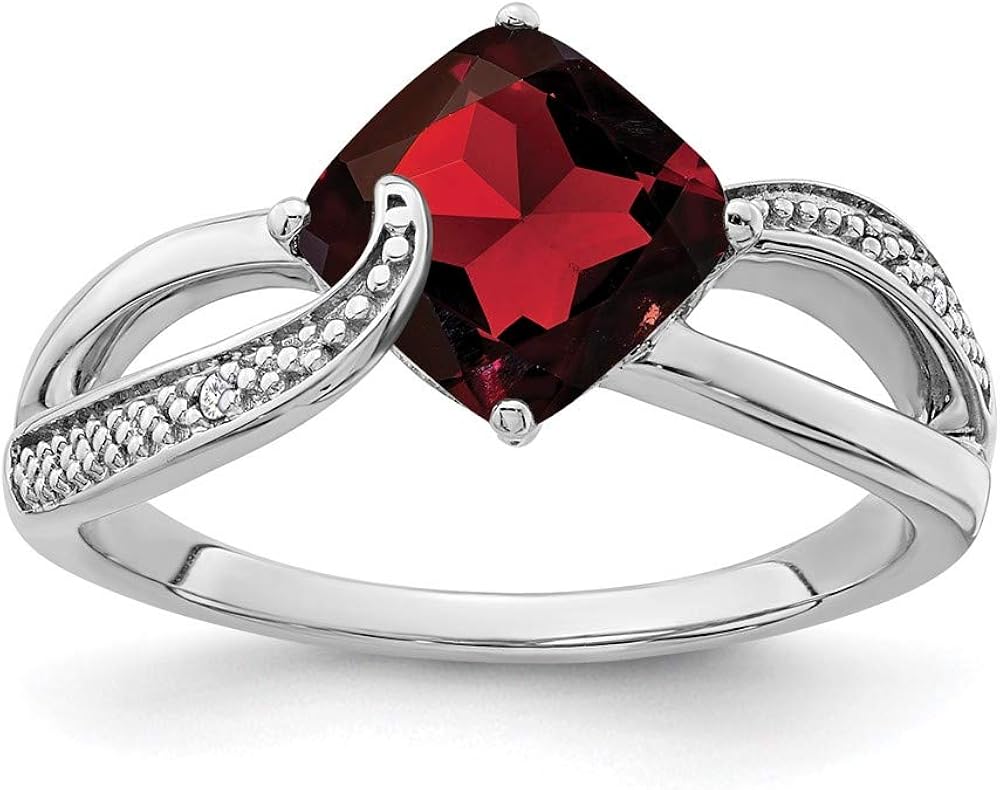 925 Sterling Silver Red Diamond Band Ring Size 8.00 Birthstone