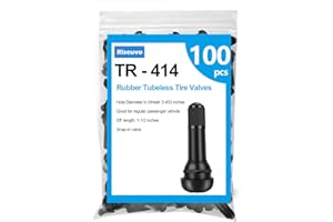 Riseuvo 100pcs TR414 Tire Valve Stem Rubber Snap-in Valves, Tubeless Valve Stems Suit for 0.453 inch Rim Holes on Standard Vehicle Tires