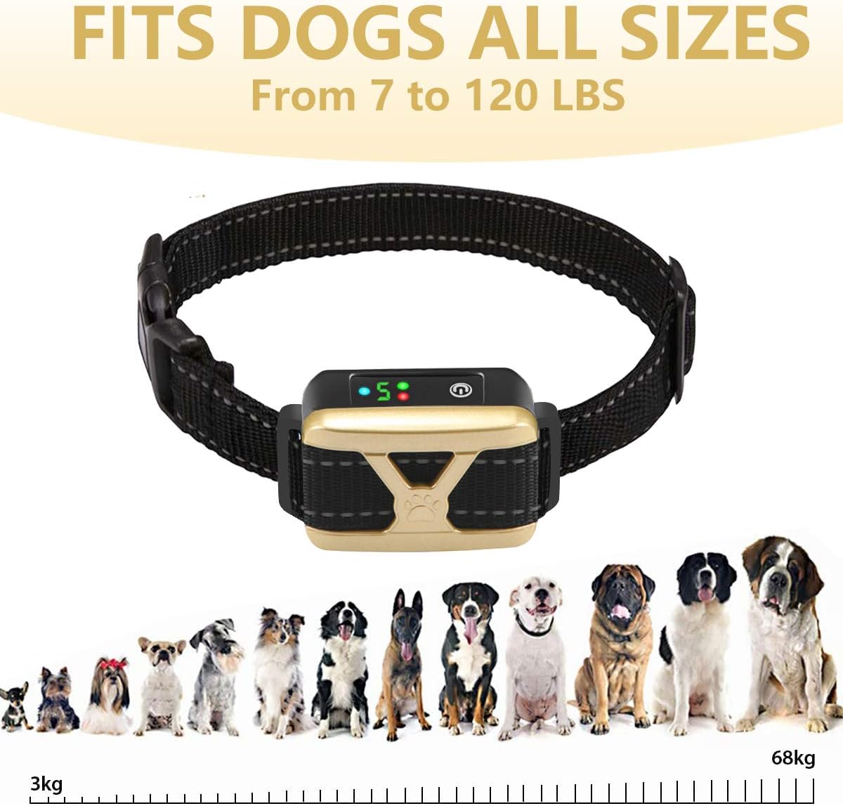 Dog Bark Collar -5 Adjustable Sensitivity and Intensity Levels-Dual Anti-Barking Modes Rechargeable/Rainproof/Reflective -No Shock Barking Control Dog Collar for Small Medium Large Dogs : Kitchen & Dining
