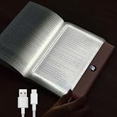 Flat Book Light, Rechargeable LED Reading Light for Reading in Bed at Night | Dimmable Book Full Page Light with 3 Color Temps &amp; Timer, Clear Panel Plate Lamp Bookmark Light, Gift for Readers Book Lovers