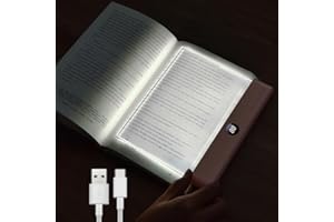 Book Light, Rechargeable Clear LED Flat Reading Light with 3 Colors & Timer, Dimmable Panel Plate Lamp Book Full Page Light f