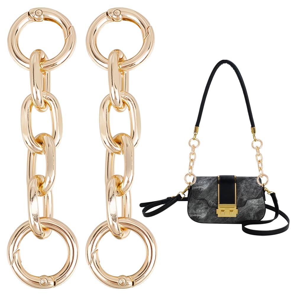 UNICRAFTALE 2Pcs 9.7cm Bag Chain Light Gold Bag Extender Chains Purse Chain Metal Shoulder Bag Strap Extender with Spring Gate Rings for Bag Straps Replacement Accessories for Summer