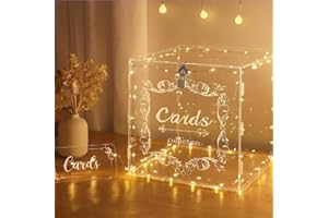 UgyDuky Acrylic Wedding Card Box with Card Sign and Lock Wedding Gift Card Box Money Box Envelope Box Wishing Well Card Box C
