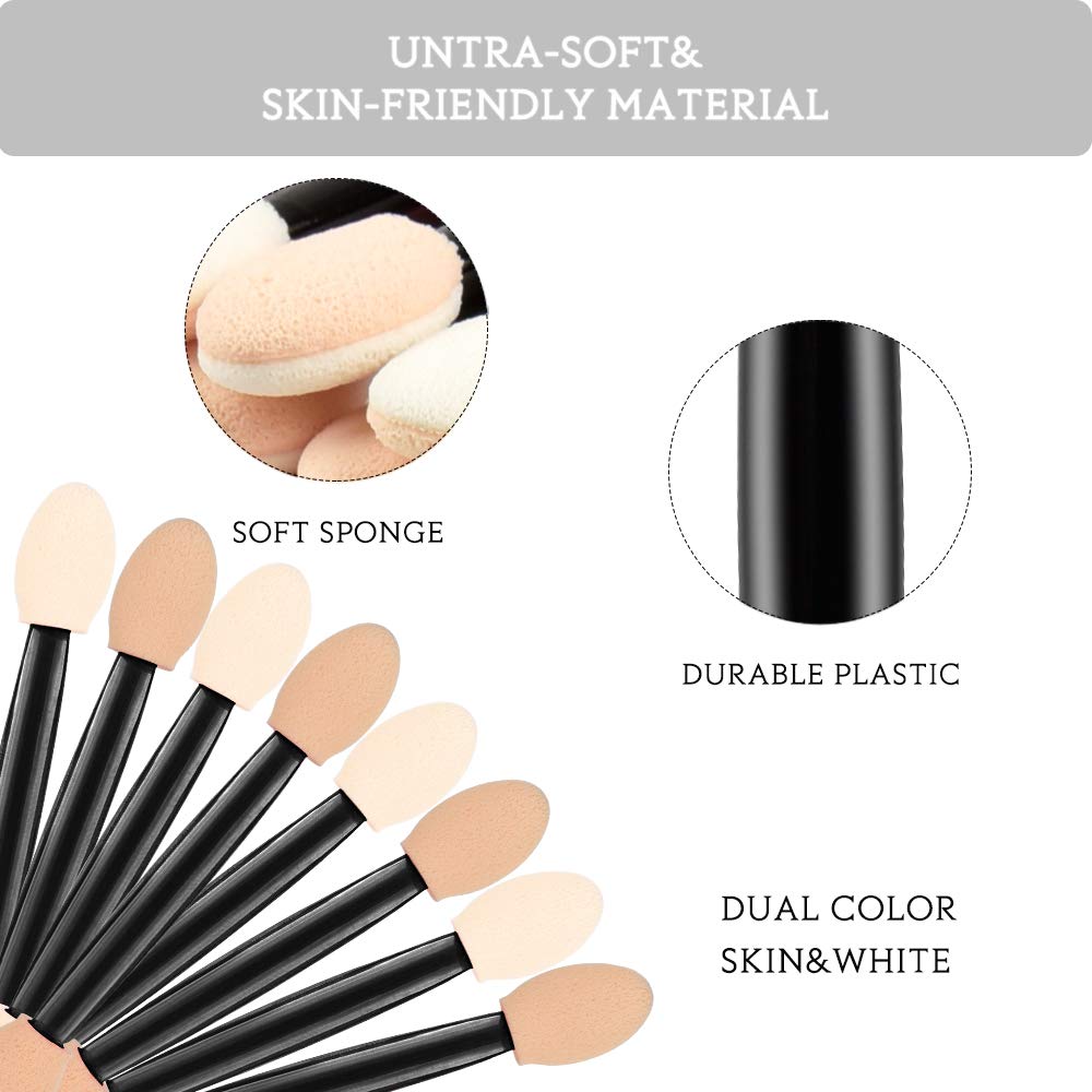 Eyeshadow Applicators,MORGLES Eyeshadow Brush Sponge Applicator 50pcs Disposable Eyeshadow Brush Eyeshadow Sponge Brush Eye Makeup Applicators(Black): Beauty