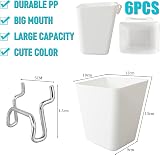 LATERN 6Pcs Large Pegboard Cups w/ Hooks White Plastic Workbench Craft Office view 3