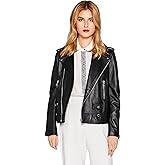 Women's Genuine Leather Jacket Lambskin Black Moto Biker Jacket Coat with Belt SmartUniverseWear