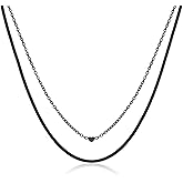 FOSIR Gold Layered Necklaces for Women, Dainty Gold Choker Necklace,14K Gold Plated Herringbone Cable Link Chain Heart Pendant Necklace Set for Women, Surgical Steel Womens Chain