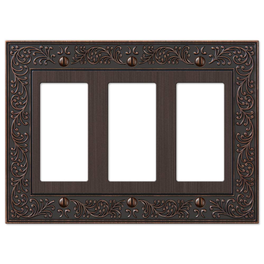 Photo 1 of Amerelle 43RRRVB English Garden Wallplate, 3 Rocker, Aged Bronze