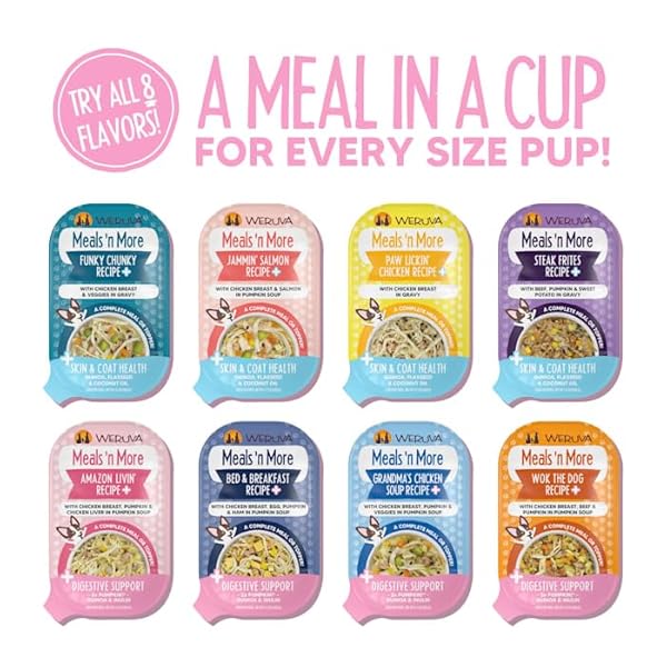 WERUVA MEALS ‘N MORE NATURAL WET DOG FOOD, BED & BREAKFAST PLUS DIGESTIVE SUPPORT, 3.5OZ CUP (PACK OF 12)