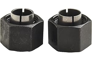 2pcs 1/2 Inch and 12mm Router Collet Chuck Set for DW6214 DW616, Replacement Part 2610906283 2610906287 326286-03
