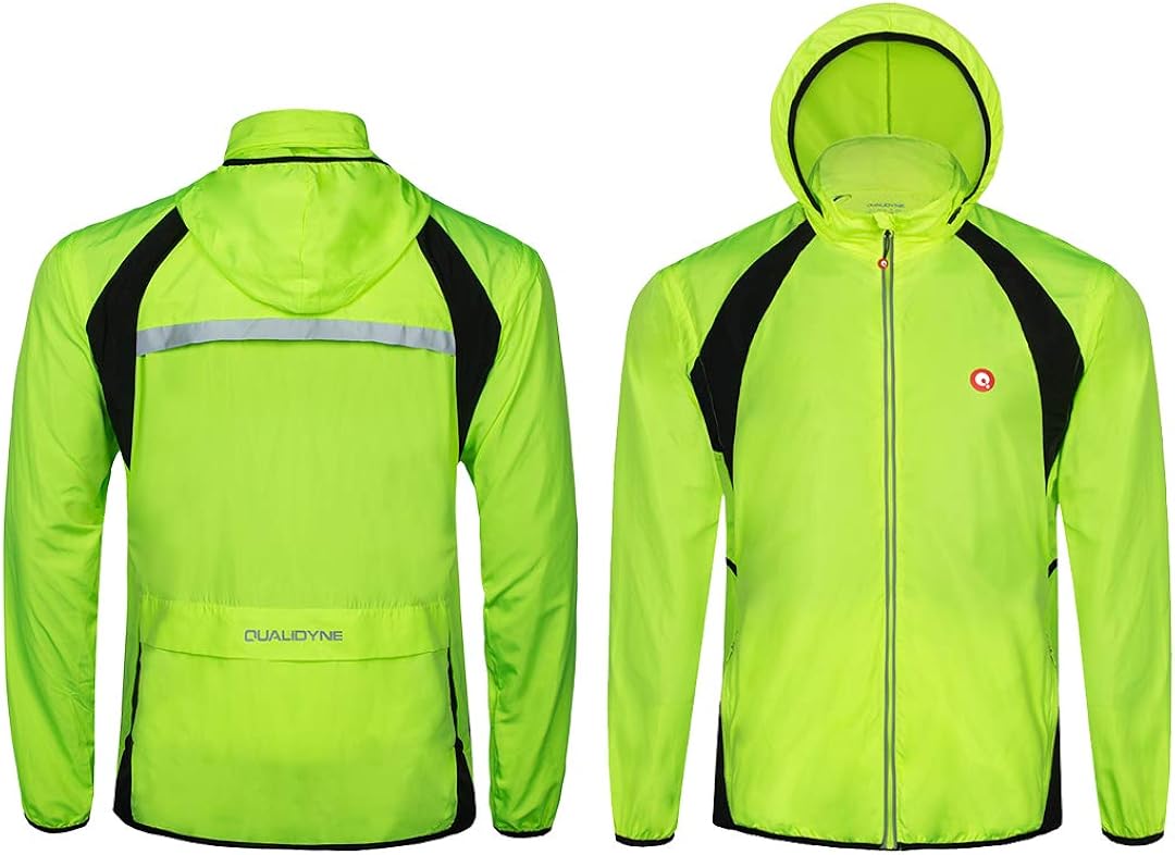 qualidyne Men's Cycling Running Jacket Windproof Vest Bike Jacket Water-Resistant Coat with Detachable Sleeves : Clothing